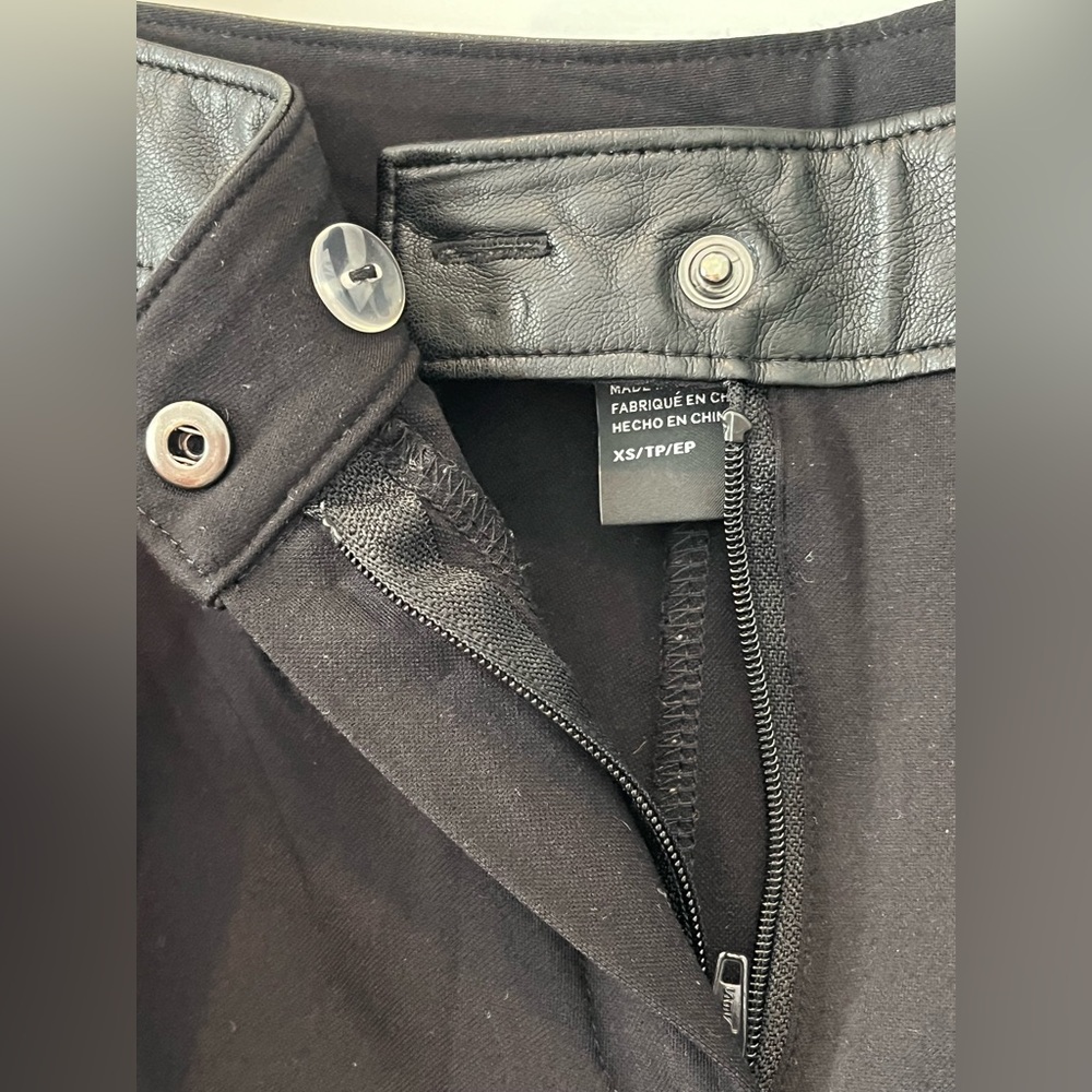 Armani Exchange Black Faux Leather Waist Band Padding Detail Button Zipper Pants - Picture 8 of 12